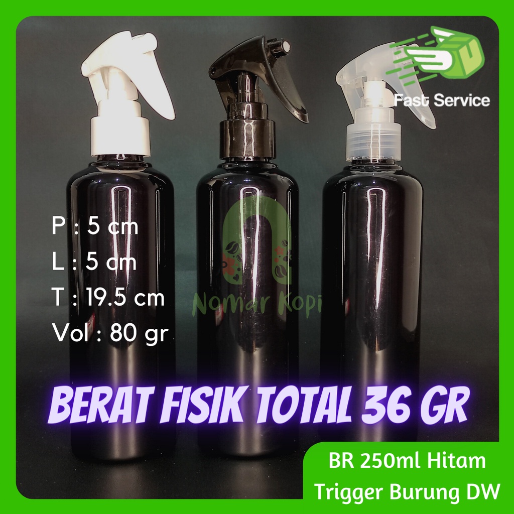 BOTOL 250ml BR AMBER TRIGGER BEBEK PET TEBAL PET TEBAL HANDSANITIZER PARFUME KOSMETIK