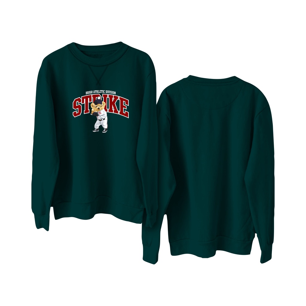BRIGO Basic Sweatshirt BERUANG STRIKE II Sweater Crewneck BRIGO Sablon DTF Fleece Cotton M-XXL (Pria &amp; Wanita) Free stiker&amp;Gantungan Kunci