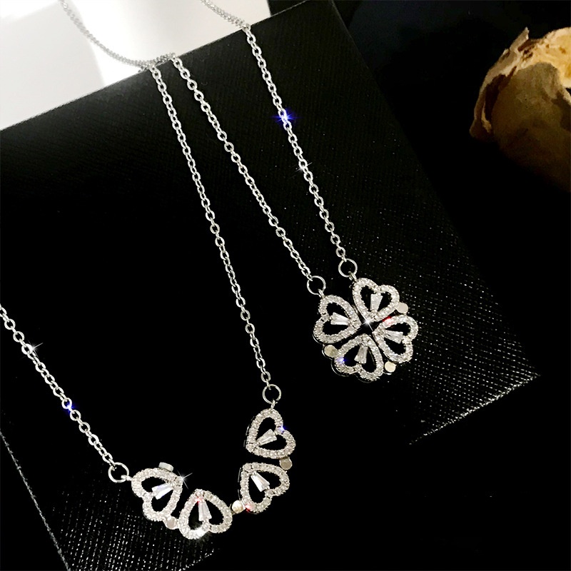 Kalung Desain Daun Clover Hati Untuk Wanita