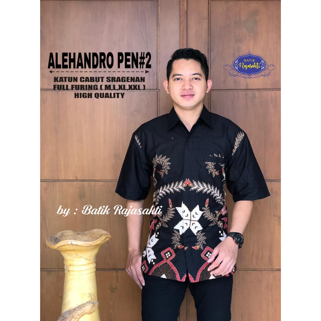 ALEHANDRO PEN2 Kemeja Batik Pria Lengan Pendek Katun Halus FULL FURING Rajasakti