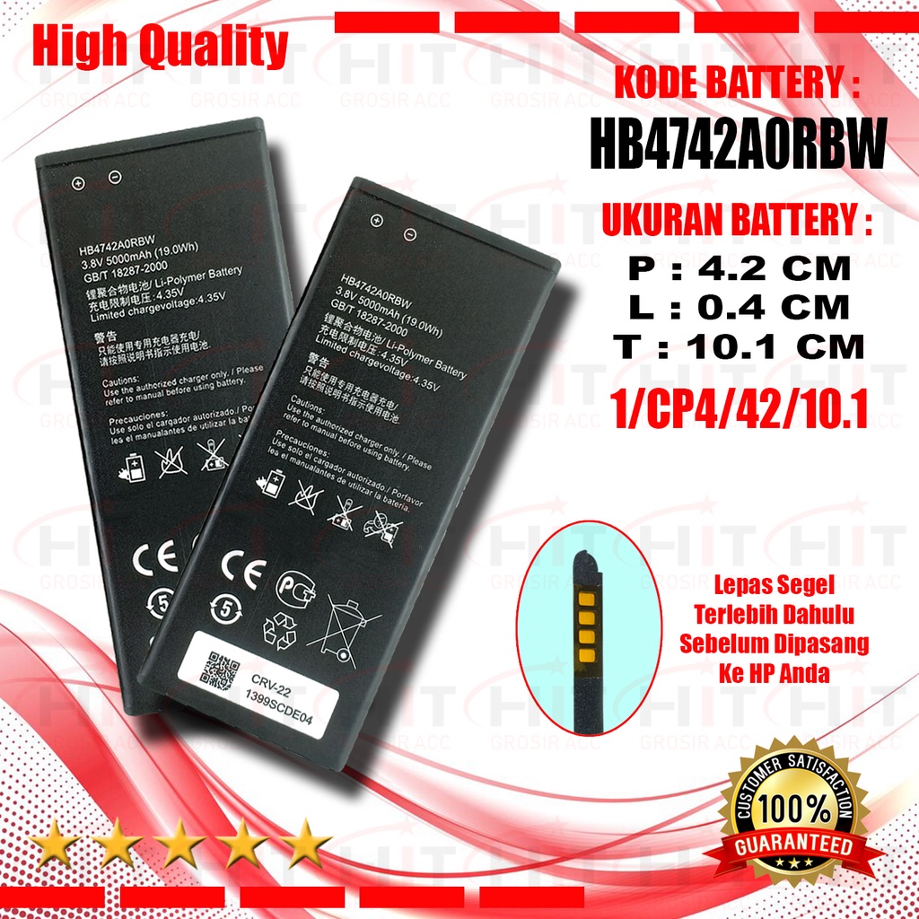 Baterai Battery Honor 3C H30-T00 / H30-T10 / HB4742A0RBW