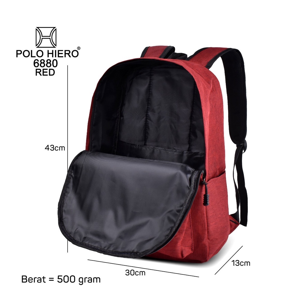 { FF }  New Arrival / Tas Ransel Fashion Import / Unisex/ Kuliah / Sekolah Polo Hiero 6880 18Inch Waterfroof Bagus / Free Rain Cover