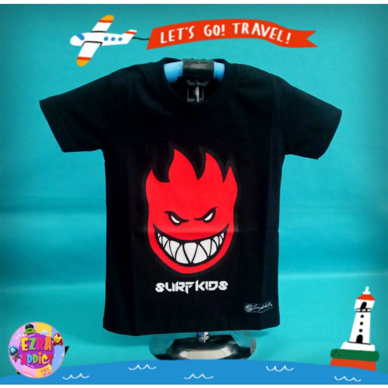 ORIGINAL Surfkids - Umur 1 2 3 4 5 6 7 8 tahun - Baju Distro Anak - Surfkids Hitam - Kaos Distro Ana