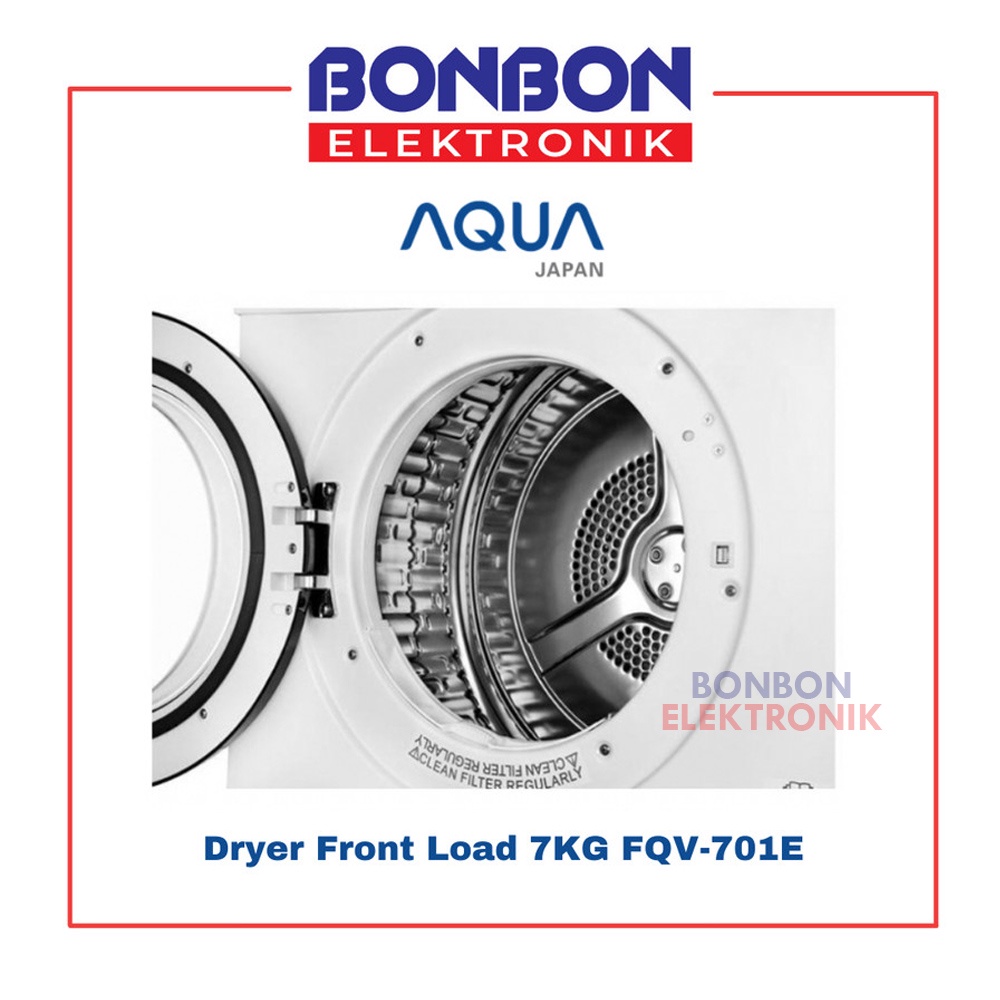 AQUA Dryer Front Loading 7KG FQV-701E / Mesin Pengering Pakaian 7 KG