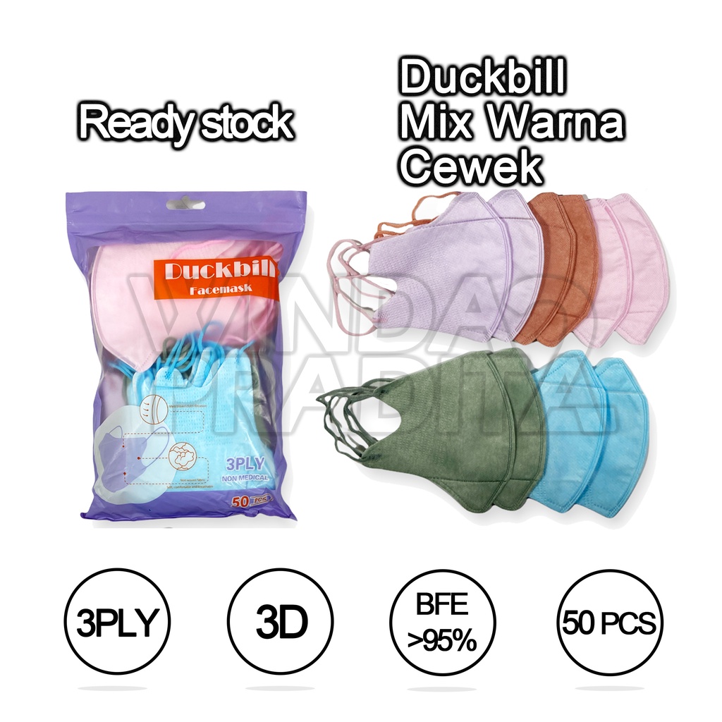 Masker Duckbill Duckbil 50 Pcs Mix Warna Warni  Face Mask-4
