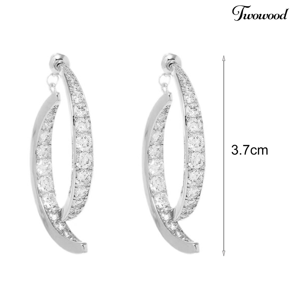 Twowood 1 Pair Dangle Earrings Cross Curved Jewelry Lightweight Sparkling Ear Cuffs for Banquet