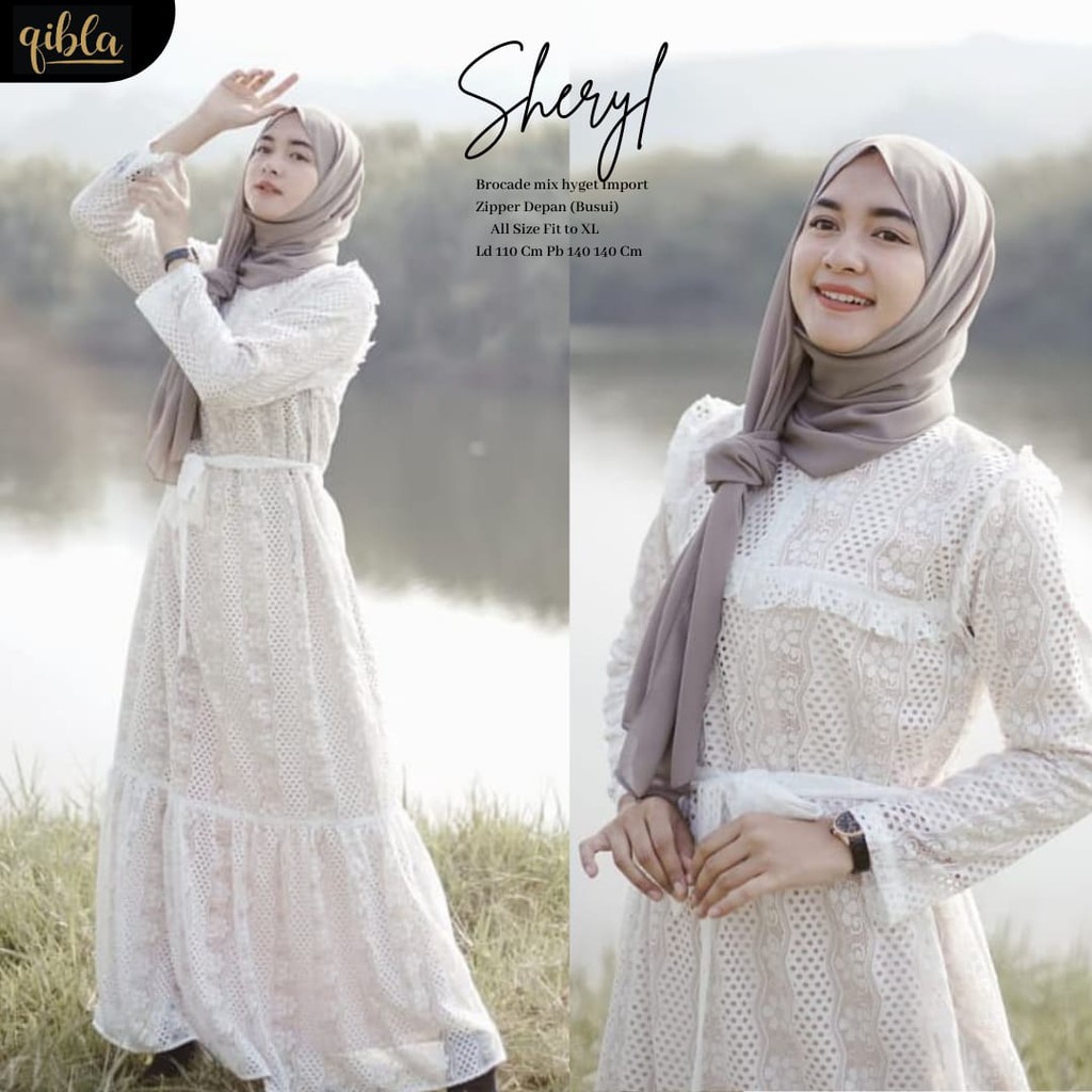 ( TERMURAH SOLO ) GAMIS RAISA DRESS MUSLIM BROKAT JUMBO LD 120 dress muslim