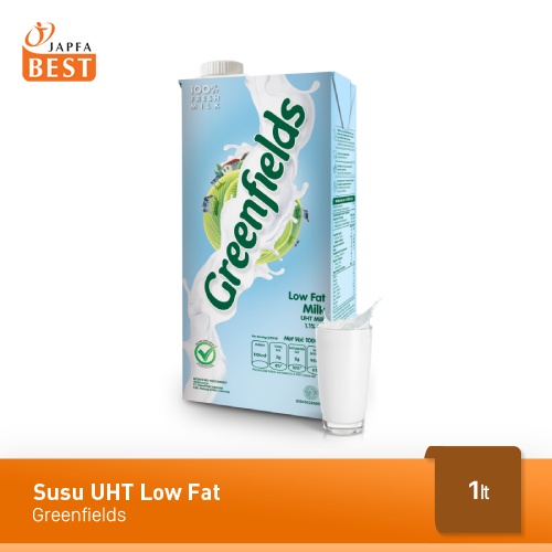 Susu Greenfields UHT Low Fat / Rendah Lemak 1000 ml - Susu Sapi Kualitas Tinggi yang Rendah Lemak