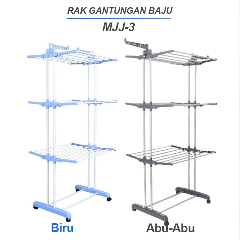 Jemuran Baju Lipat 3 Tingkat Rak jemuran Handuk stand hanger 3 tingkat beroda WHFURNITURE