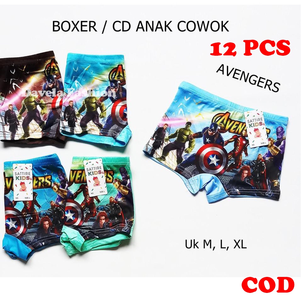 12 Pcs SATTIRE KIDS Grosir Boxer / CD Anak Cowok