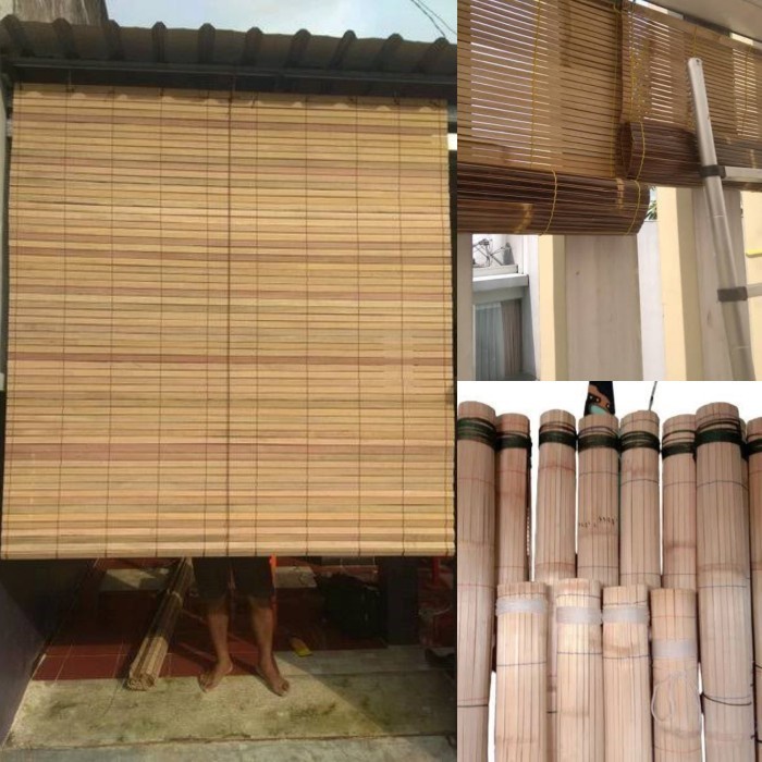 Tirai Bambu Gulung Outdoor Krey Kerai Murah Kere Bambu Kerai Bambu Asli Bukan Sawit Dijamin Tebal