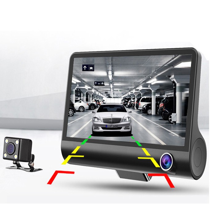 Baco Car DVR Kamera Mobil 1080P 4 Inch Screen with Rear View Camera - T319 - Black