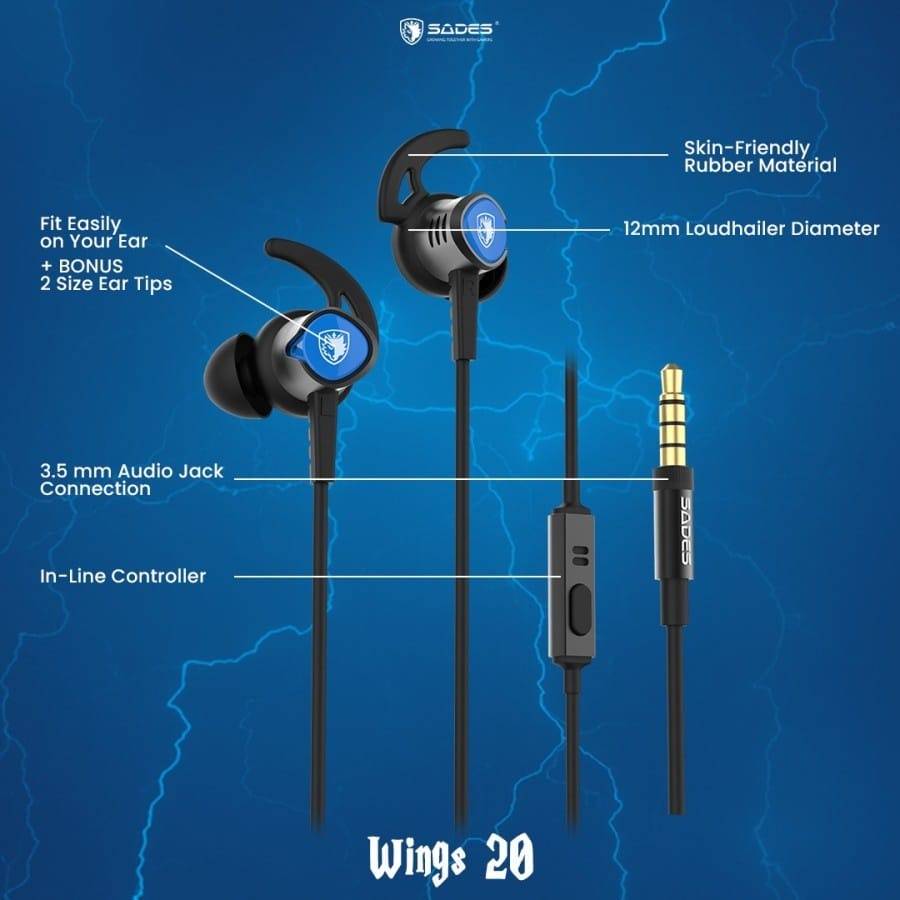 C_    EARPHONE SADES WING 20 NEW PRODUK SA-606