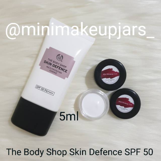 The Body Shop Skin Defence Multi Protection Essence SPF 50 share in jar sunblock sunscreen