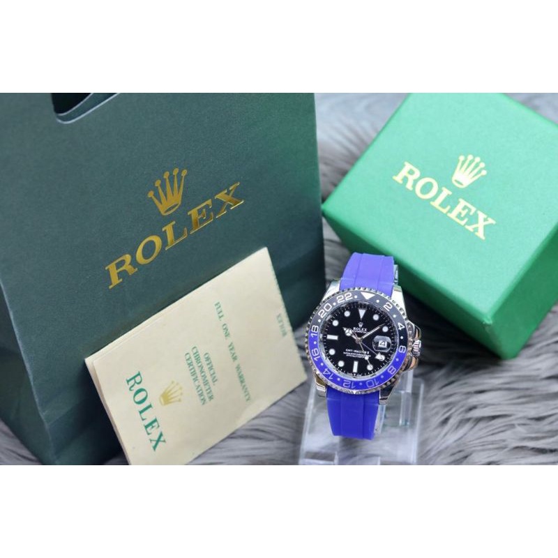 jam tangan pria rolex tali Rubber tanggal aktif premium