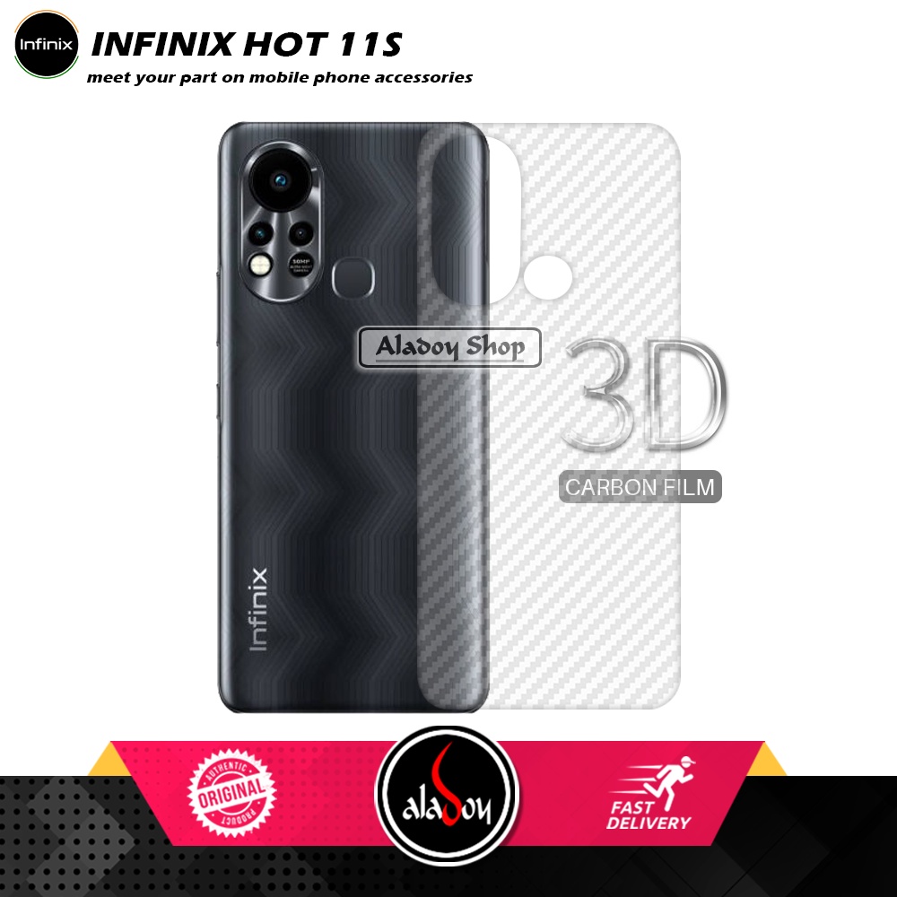 Case Infinix Hot 11S Armor Fushion Transparent Casing + Tempered Glass Full Layar dan Skin Carbon