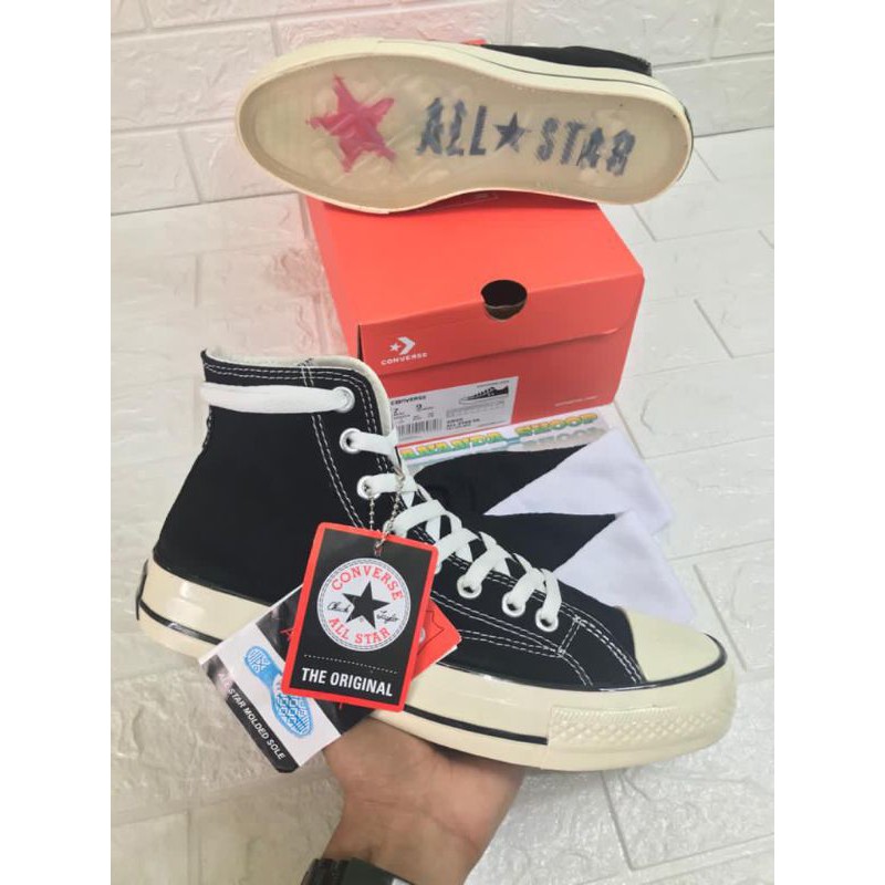 SEPATU SNEAKER CONVERSE ALLSTAR 70s HI BLAK WHITE SOL TRANSPARAN MADE IN VIETNAM