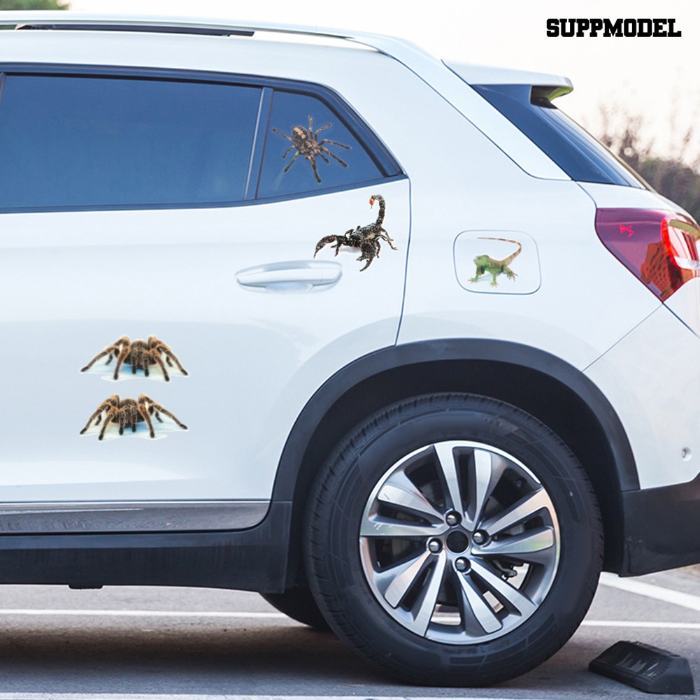 Supmodel Sticker Decal Dekorasi Kaca Jendela Dan Bumper Mobil Motif Gambar Spider Lizard Scorpion 3d