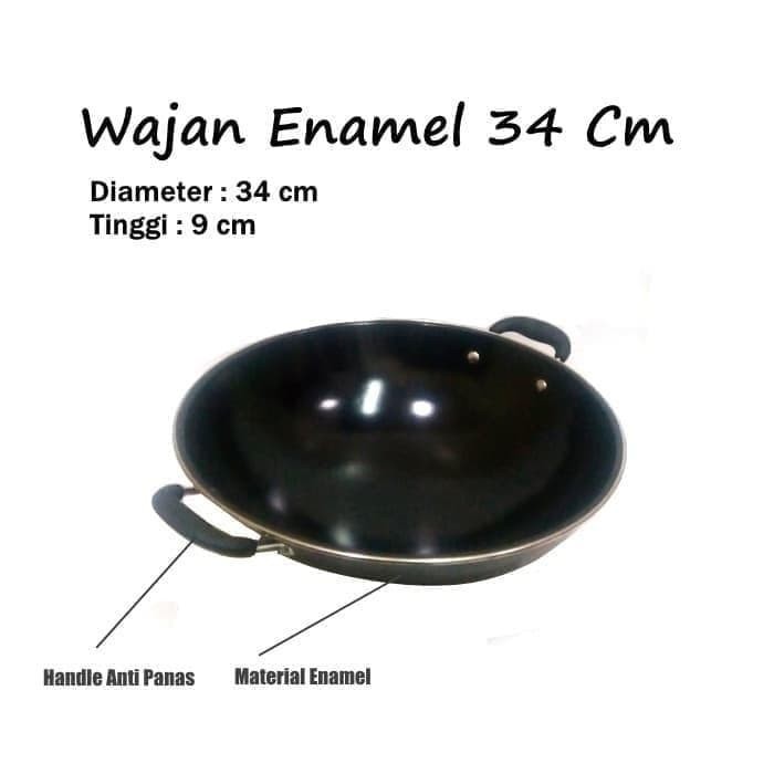 Wajan Enamel Anti Gores Anti lengket 34cm