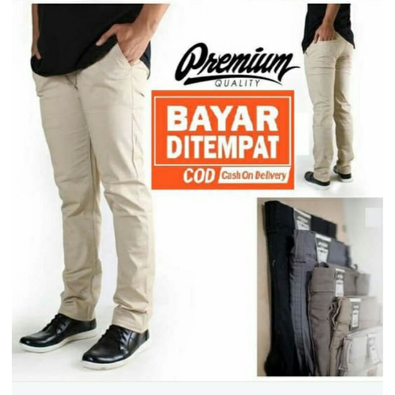 Chino pants original celana panjang pria bahan katun street laki lak Clana Chinos cowok casual