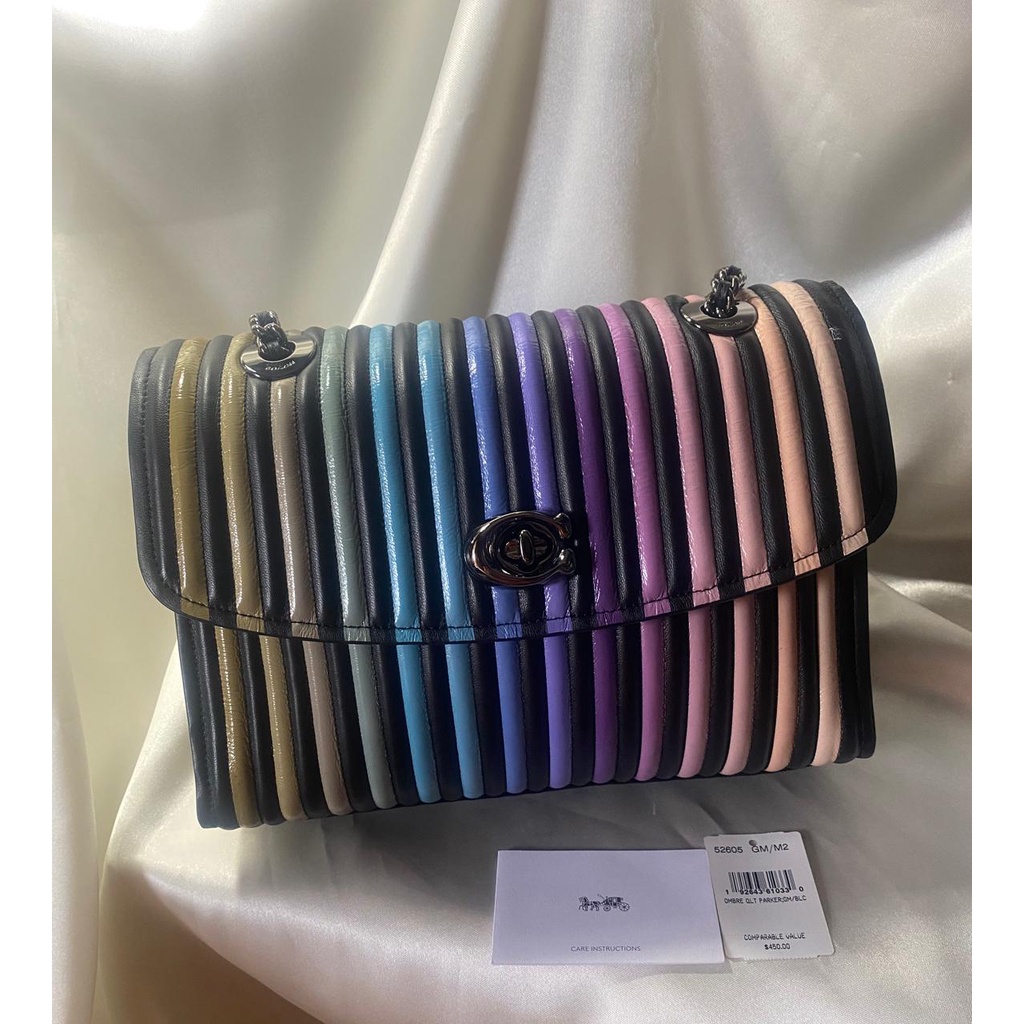 Tas Coach 5205 Parker Quilted Ombre Black Multi New Original