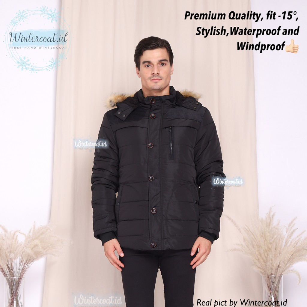 READY INDONESIA LOGAN Men Winter Coat Pria Jacket mantel cowok musim dingin jaket jumbo hitam