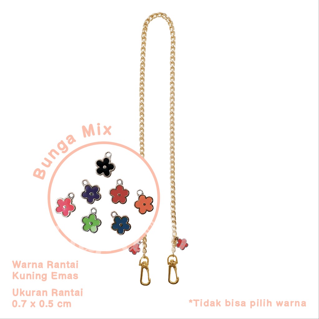 TALI GANTUNG MASKER LEHER RANTAI BRASS GOLD HIASAN EIFFEL BINTANG POM POM SHIFRA