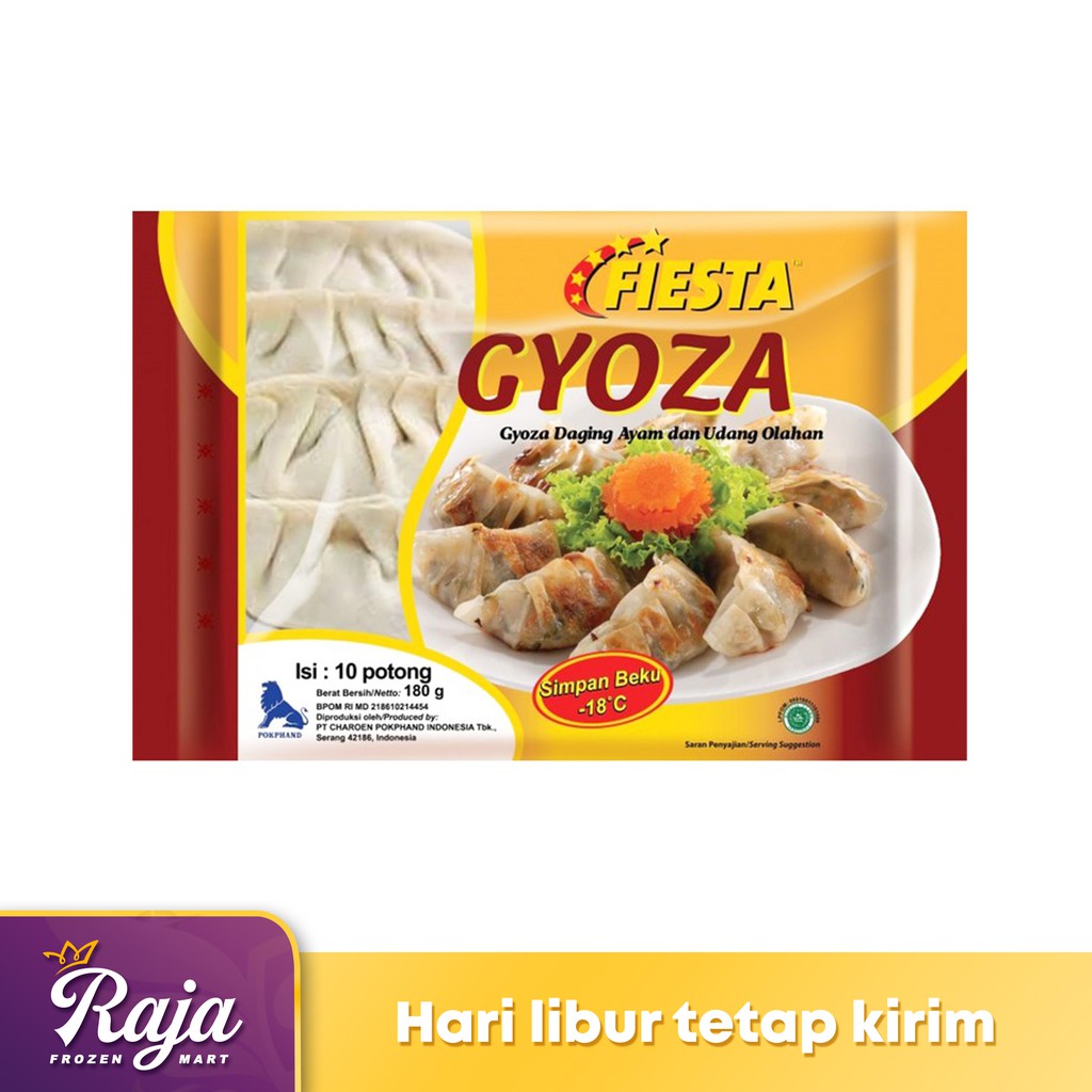 

Fiesta Gyoza Daging Ayam dan Udang Olahan 180gr isi 10 / Makanan Beku / Frozen Food / Fiesta / Gyoza