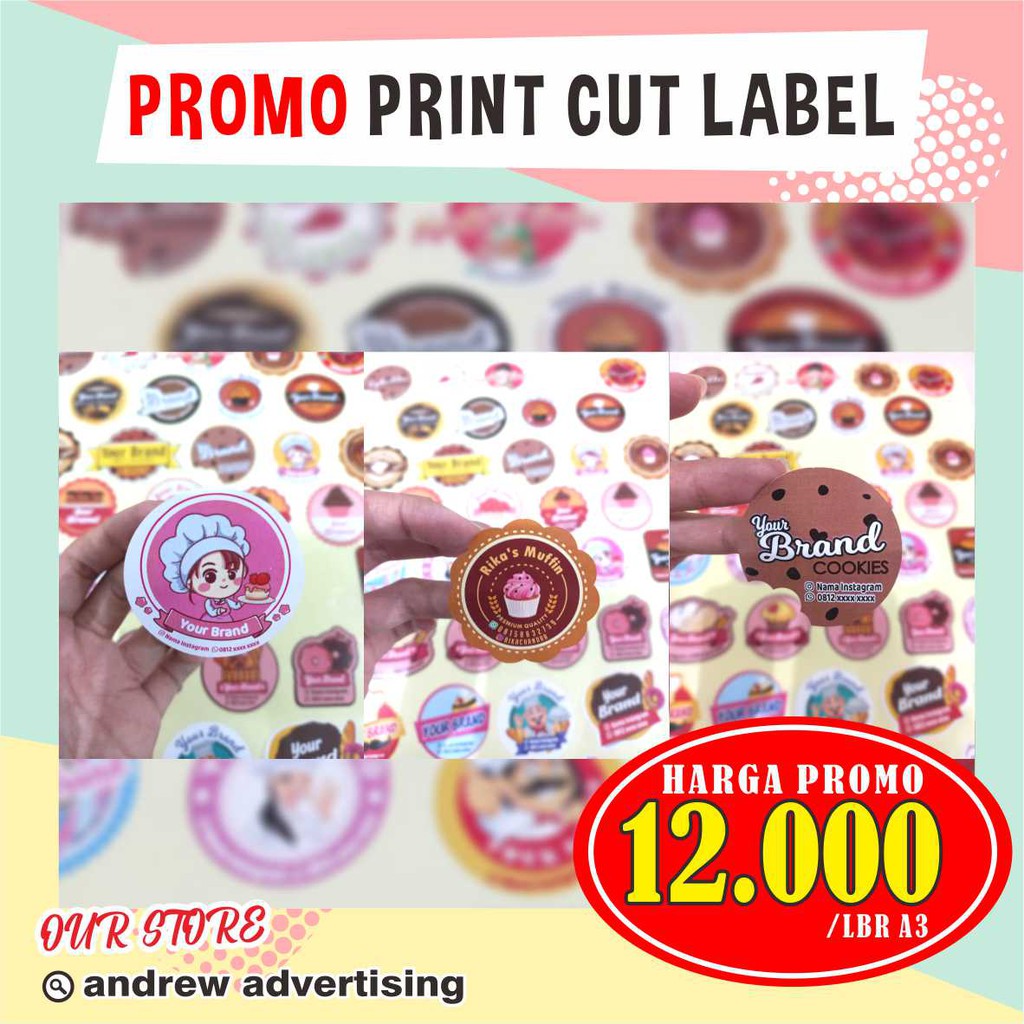 CETAK STIKER LABEL CHROMO A3+ CUTTING (BULAT,KOTAK,OVAL dan CUSTOM)