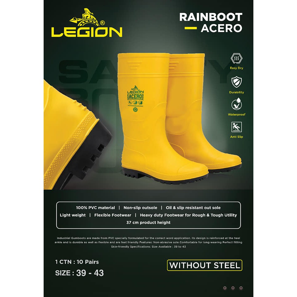 SEPATU BOOT KARET TANPA UJUNG BESI LEGION ACERO