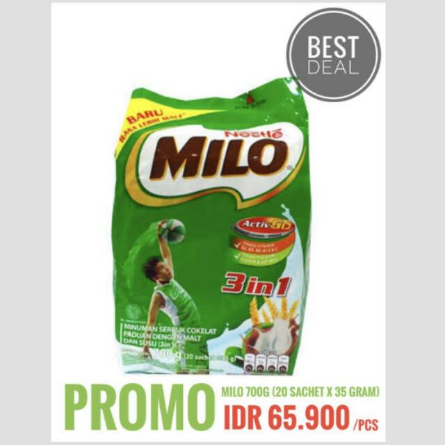 

milo 3 in 1 (20gram x 35sachet)
