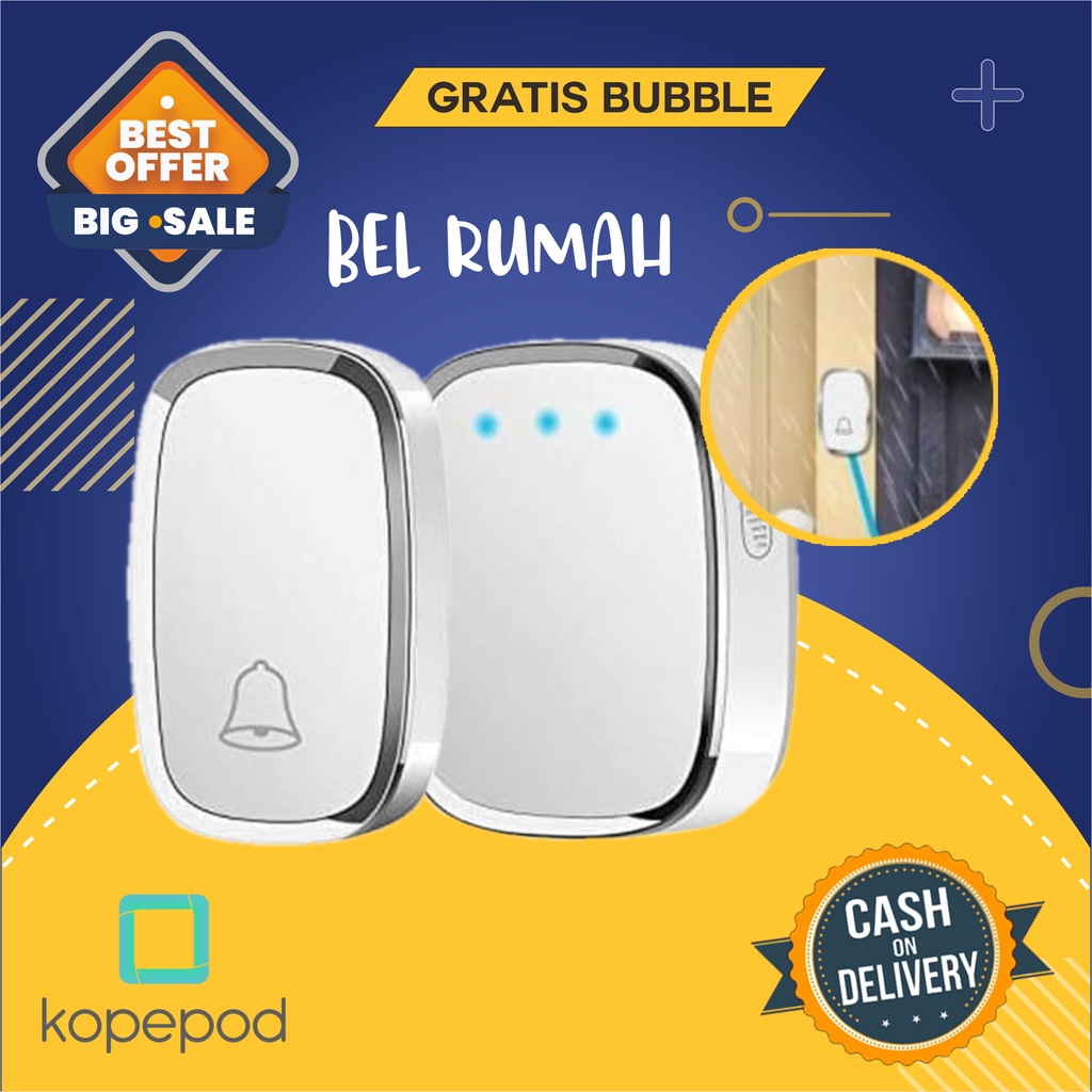Kopepod Bel Pintu Wireless Door Bell / Waterproof IP44 Bel Rumah Wireless