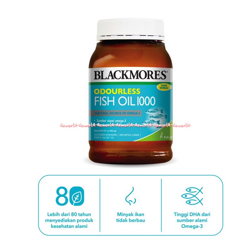 Blackmores Odourless Fish Oil 1000 200Kapsul Minyak Ikan Omega3