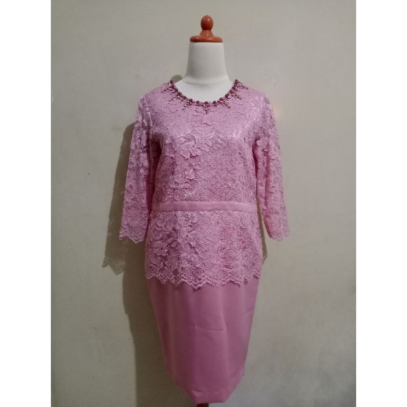pl preloved dress brukat pink premium | premium dress