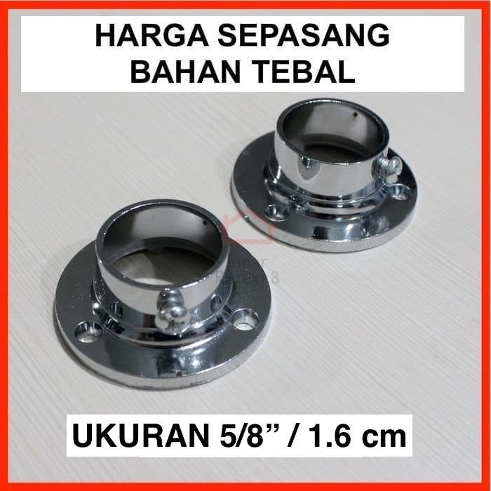 Bracket Topi 5/8" inch / Braket Topi Sepasang Dop Pipa Bulat stainless Sambungan Ujung