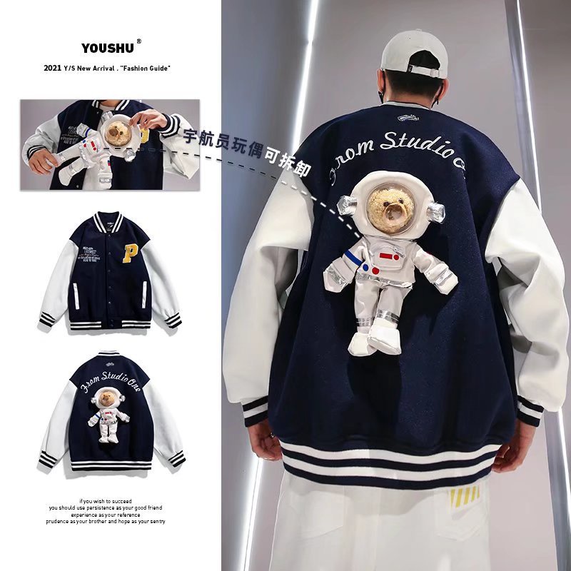 Bisbol Seragam Pria  Wanita In Tren  Boneka Beruang Jepang  Mahasiswa Kasual Jaket Pasangan Mantel