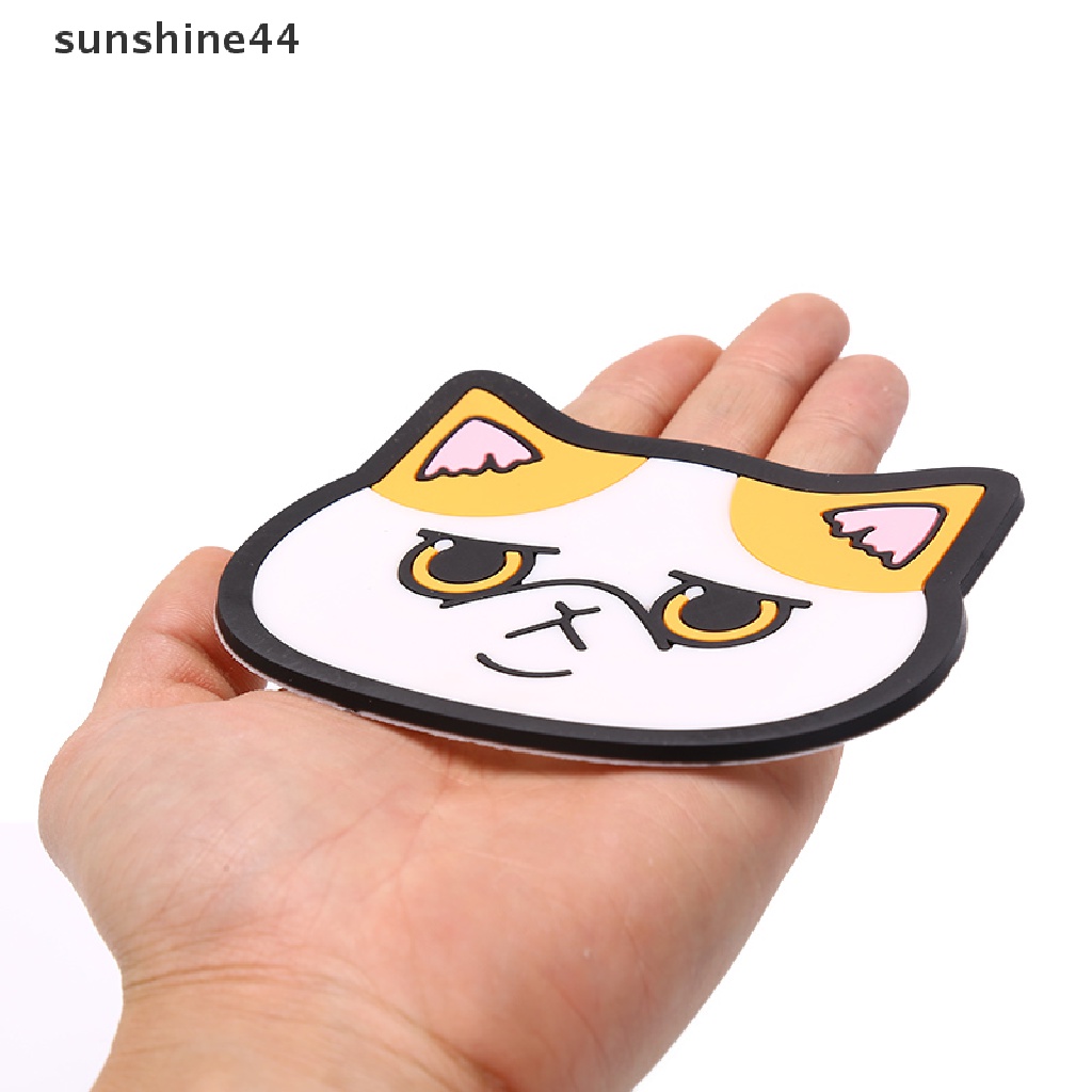 Sunshine Alas Piring / Mangkuk / Gelas / Botol Susu Bahan Silikon Anti Slip Motif Kartun Kucing