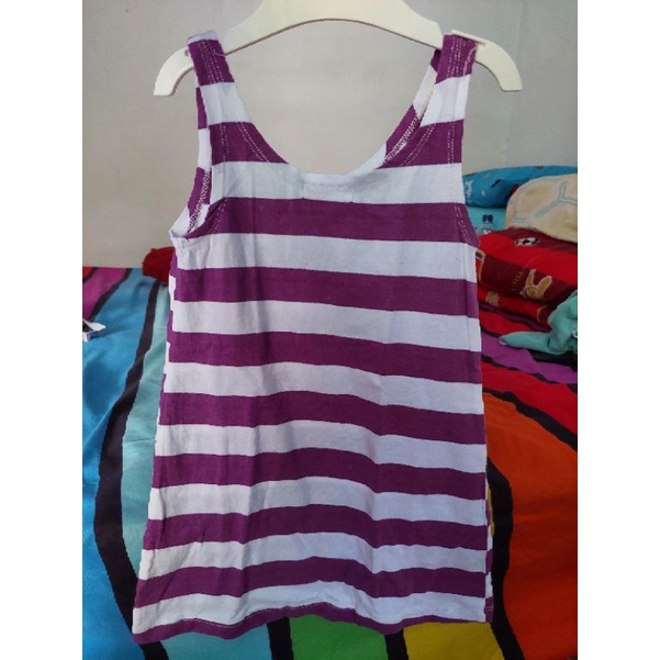 Dress anak 2 tahun bahan kaos kutung ungu putih PL