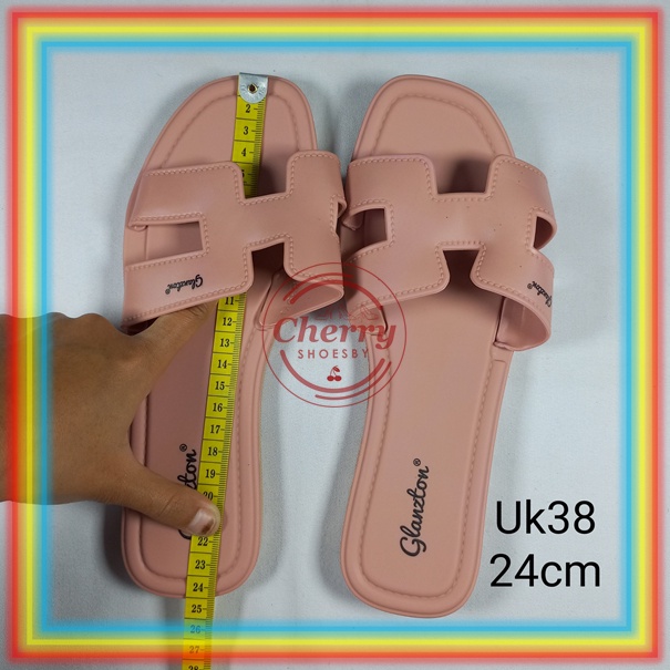 L1838JPS Sandal Selop Glanzton Wanita Karet Model H Sendal Slop Glanzton Cewek Jelly Murah Kekinian