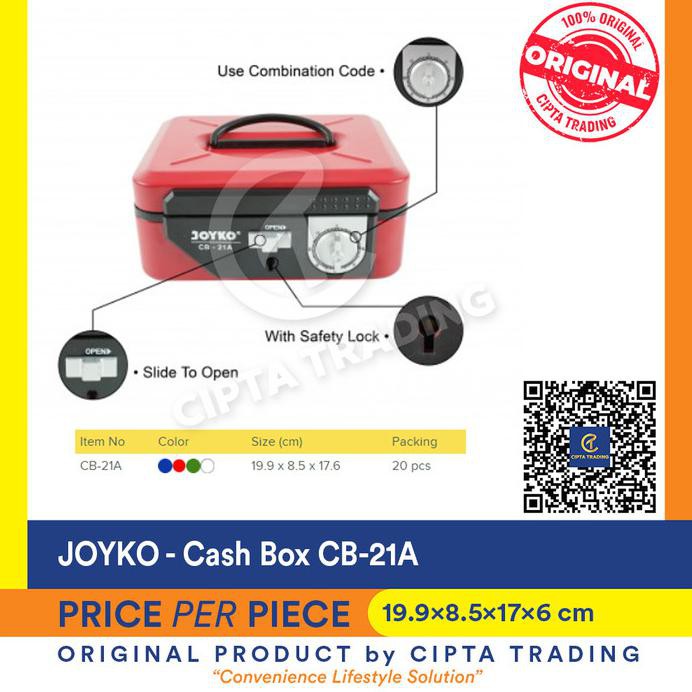 

CASH BOX - JOYKO - CB21A (20 X 17,5 X 8,5 CM) TERLENGKAP