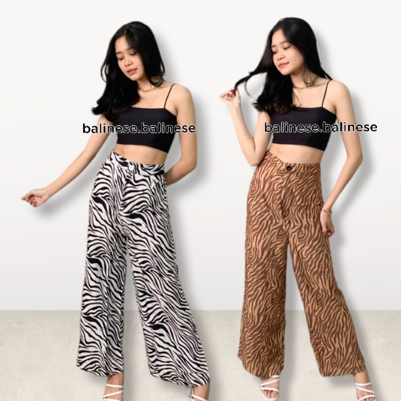 Celana Kulot Highwaist Zebra Rayon XL