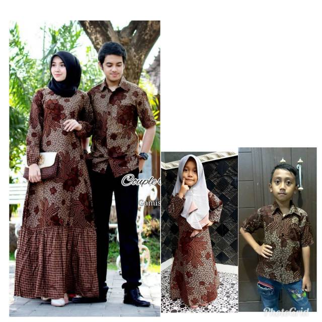 Baju batik couple gamis muslim anak cowok dan cewek
