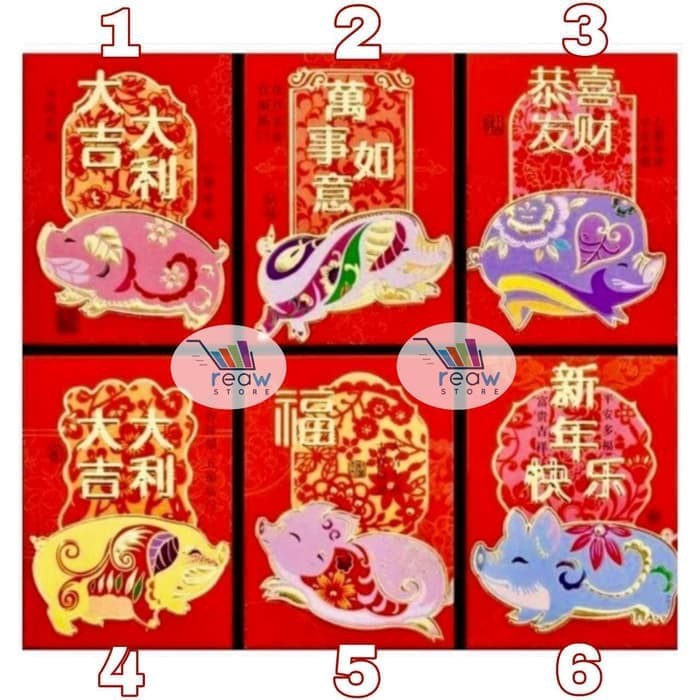 

Angpao Sincia / Imlek Karakter Babi Warna Warni Lucu