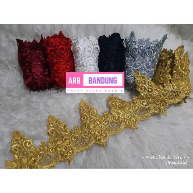 Renda Bordir Meteran Motif Gunungan Lebar 16cm Panjang 4 5 M Shopee Indonesia