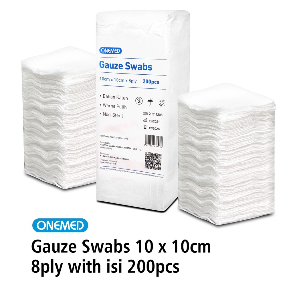 Kasa Lipat Gauze Swabs 10x10cm 8ply OneMed Pak isi 200 OJ