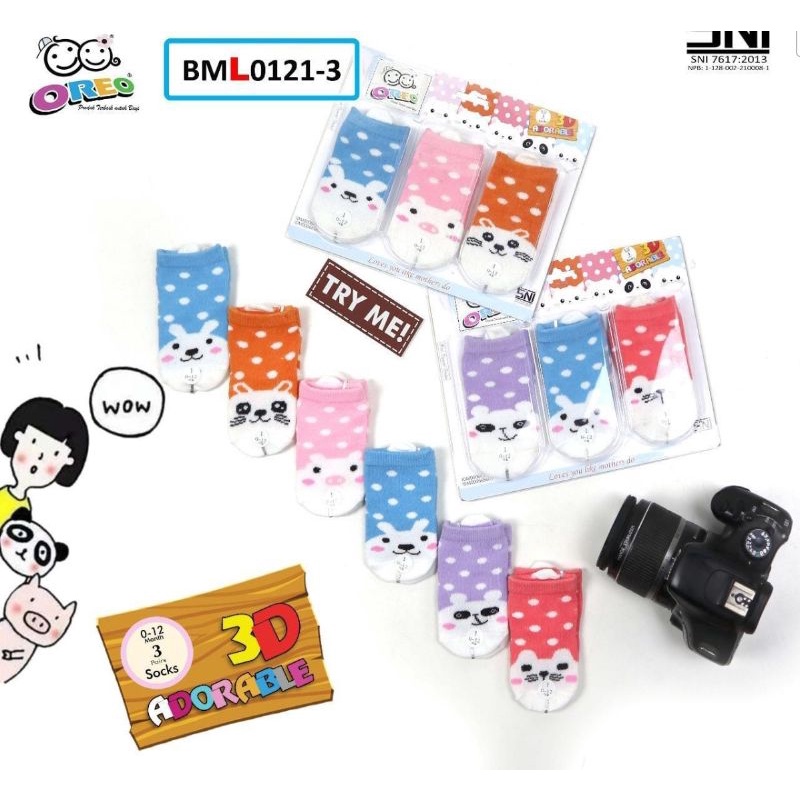 Kaos kaki bayi/ anak dengan karakter 3D yang lucu dan Kaos Kaki Oreo