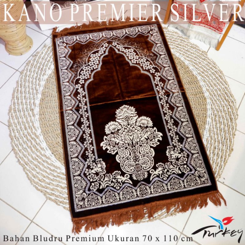 SAJADAH BLUDRU TURKY PREMIUM KANO PERAK/SILVER BULU PADAT DAN LEMBUT