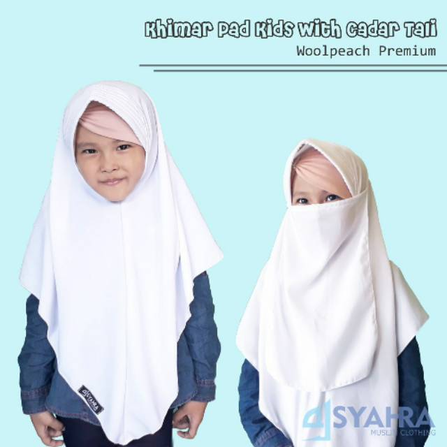 Alsyahra Exclusive -  Khimar Kids Pet Jilbab Untuk Anak With Cadar Tali Wolfis Premium