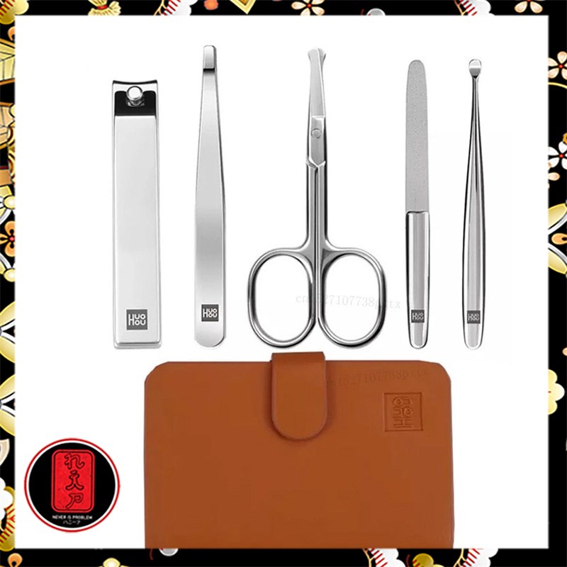 Huohou Set Gunting Kuku Manicure Nail Clippers Nose Hair Trimmer 6PCS - HU0061
