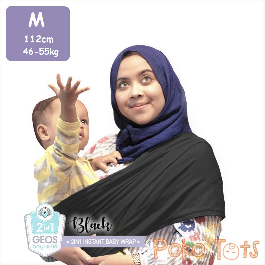 Bayiku Upgrade MEDIUM (M) Geos 2in1 With Sashbelt Instant Baby Wrap Sash Belt Gendongan Bayi Instan WHS